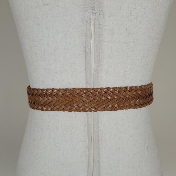 De Vecchi by Hamilton Hodge Belt Medium Brown Leather Braided Woven Italy Boho main image 5